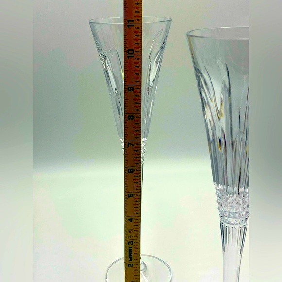 Waterford Lismore Diamond Monogram Letter "H”- Crystal Champagne Toasting Flutes - Picture 13 of 16